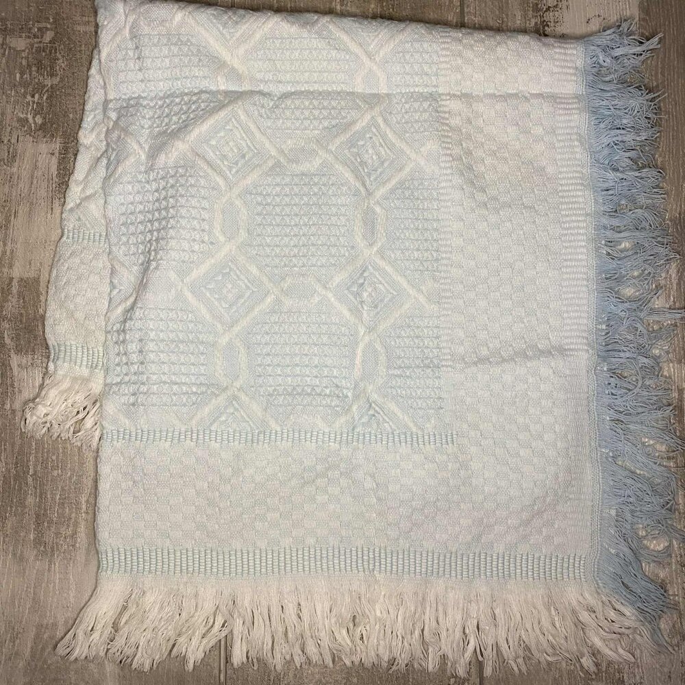Vintage Baby Blanket / Vintage Bluebird Blue Blanket